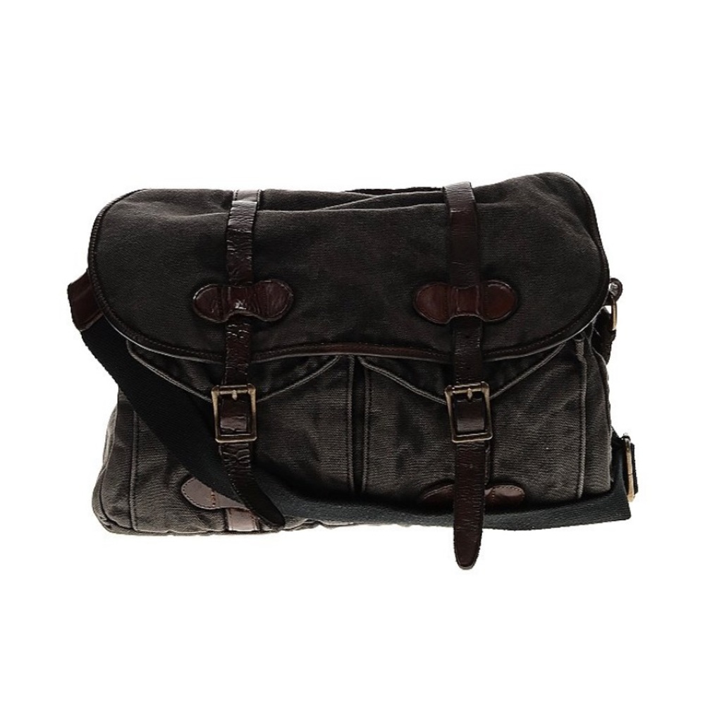Bedstu canvas leather detail messenger Crossbody bag